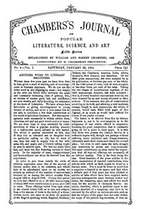 Chambers's Journal of Popular Literature, Science, and Art, Fifth Series, No. 4, Vol. I, January 26, 1884